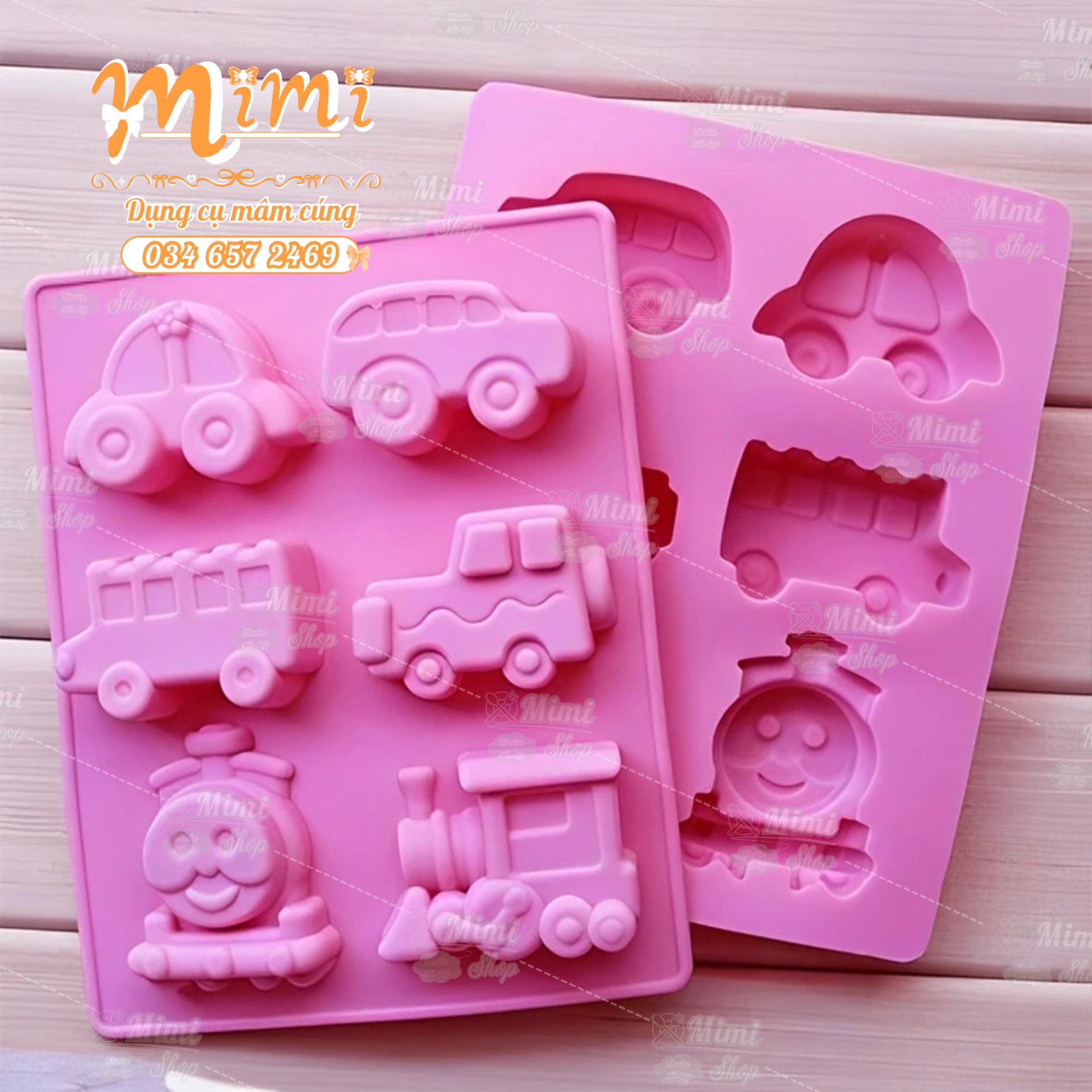 Vỉ silicon ô tô tàu hoả đổ thạch rau câu bày mâm cúng bánh sinh nhật